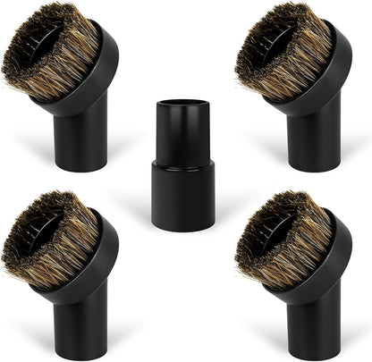 3PCS Horse Hair Brush Vacuum Attachment Set - Black Round Horse Hair Vacuum Attachments & Brushes - Shop Vac Brush Attachment for Most Vacuum Cleaners Accessories - 1 1/4" Vacuum Attachments Included