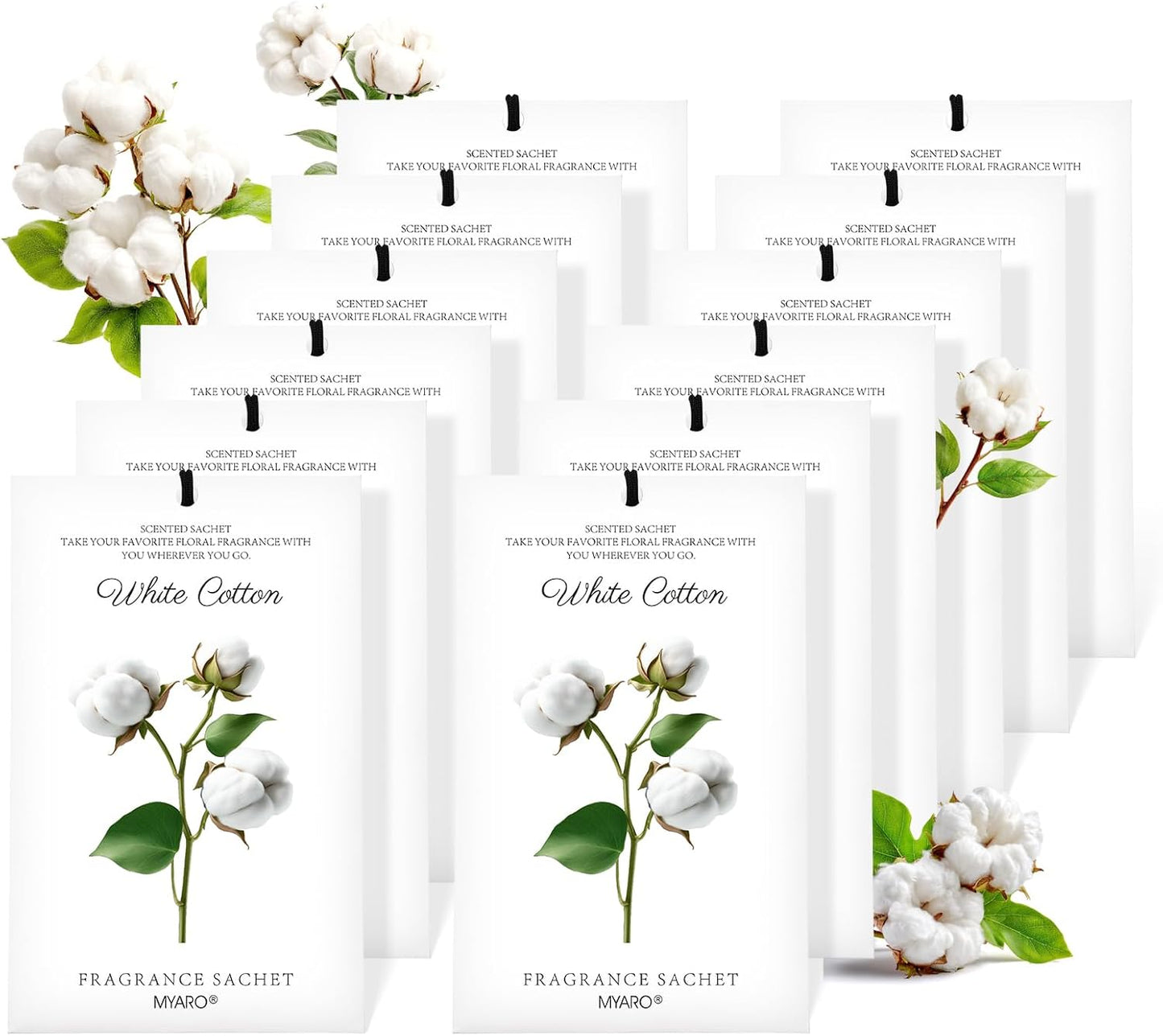 MYARO 12 Pack Fresh Linen Scented Sachets for Drawer, Closet & Car Air Freshener Bags | Odor Eliminator & Fabric Refresher | Crisp, Clean Home Fragrance Gift Set