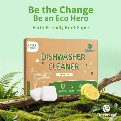 ORIENTLEAF Dishwasher Cleaning Tablets, Lemon Scent 9 Month Supply, Dishwasher Cleaner and Deodorizer, Dish washer Descaler