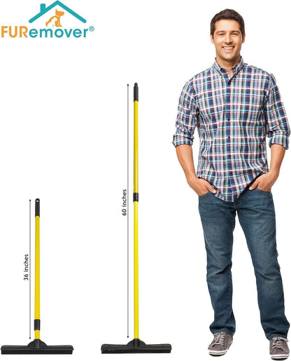 FURemover Pet Hair Removal Rubber Broom, 61" Telescopic Handle