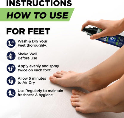 Tea Tree Foot Odor Spray - Mint Blast Shoe Deodorizer for Smelly Feet, Athletes Foot Spray Odor Eliminator No More Smelly Shoes or Stinky Feet | Removes, Controls & Prevents Odors - 120ml Made in USA
