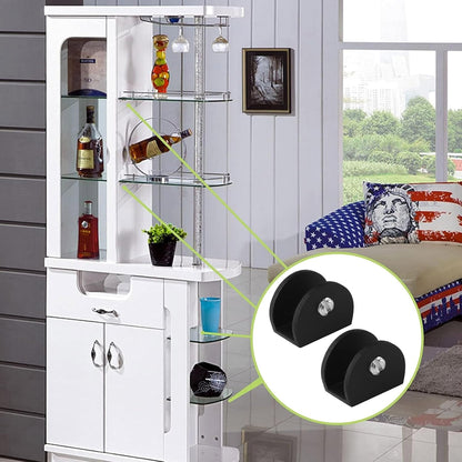 8Pcs Adjustable Half Round Glass Shelf Brackets 201 Stainless Steel Glass Clamp Clips Wall Mounted Brushed Shelf Holder Supports Mounting Brace for 3-8mm Thick Glasses