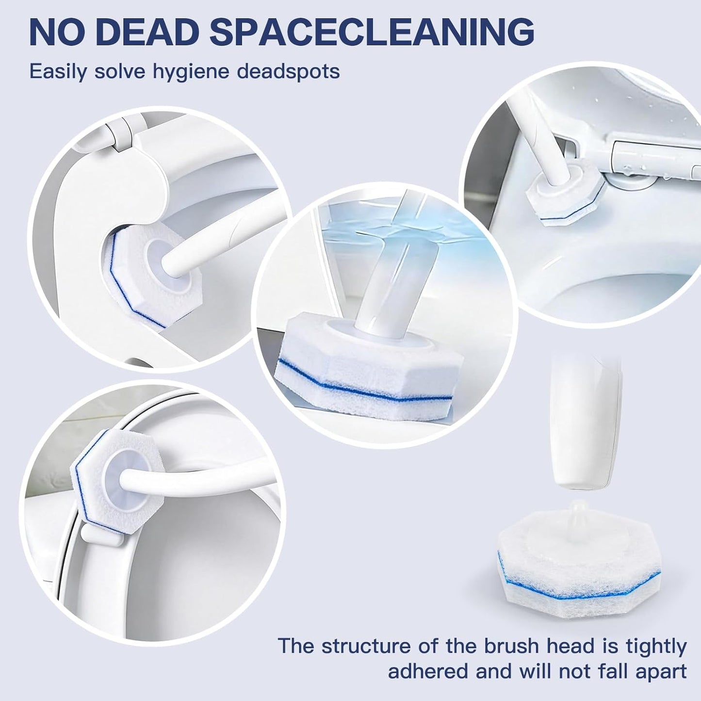 50PC Toilet Bowl Wand Refills, Disposable Toilet Brush Heads, Wall Mounted Scrubber Refill, Cleaner Refill Pads with Most Brushes for and Bathroom Cleaning