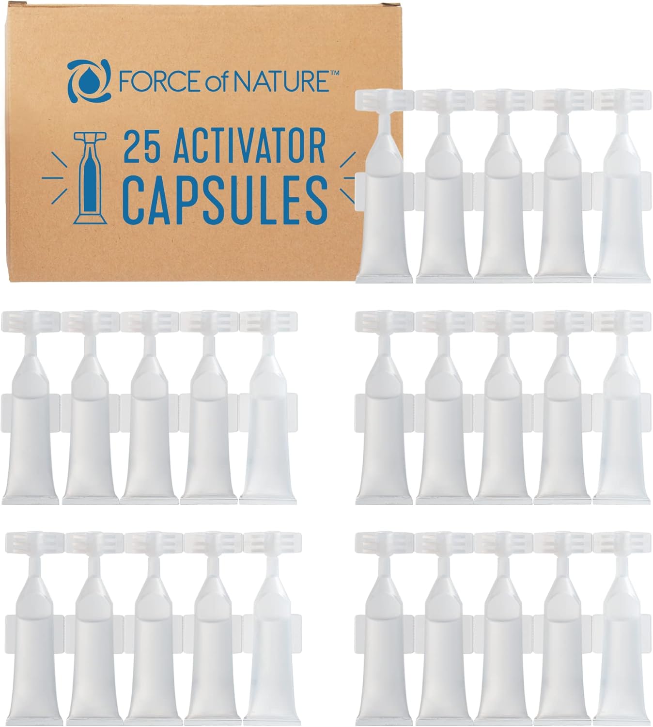 Force of Nature Activator Capsules - Concentrate Refill for Eco-Friendly, All-Purpose Disinfectant Cleaning Spray - Kitchen, Bathroom, Toilet, Glass - Cleaning Supplies, 25 count x 12 Fl oz