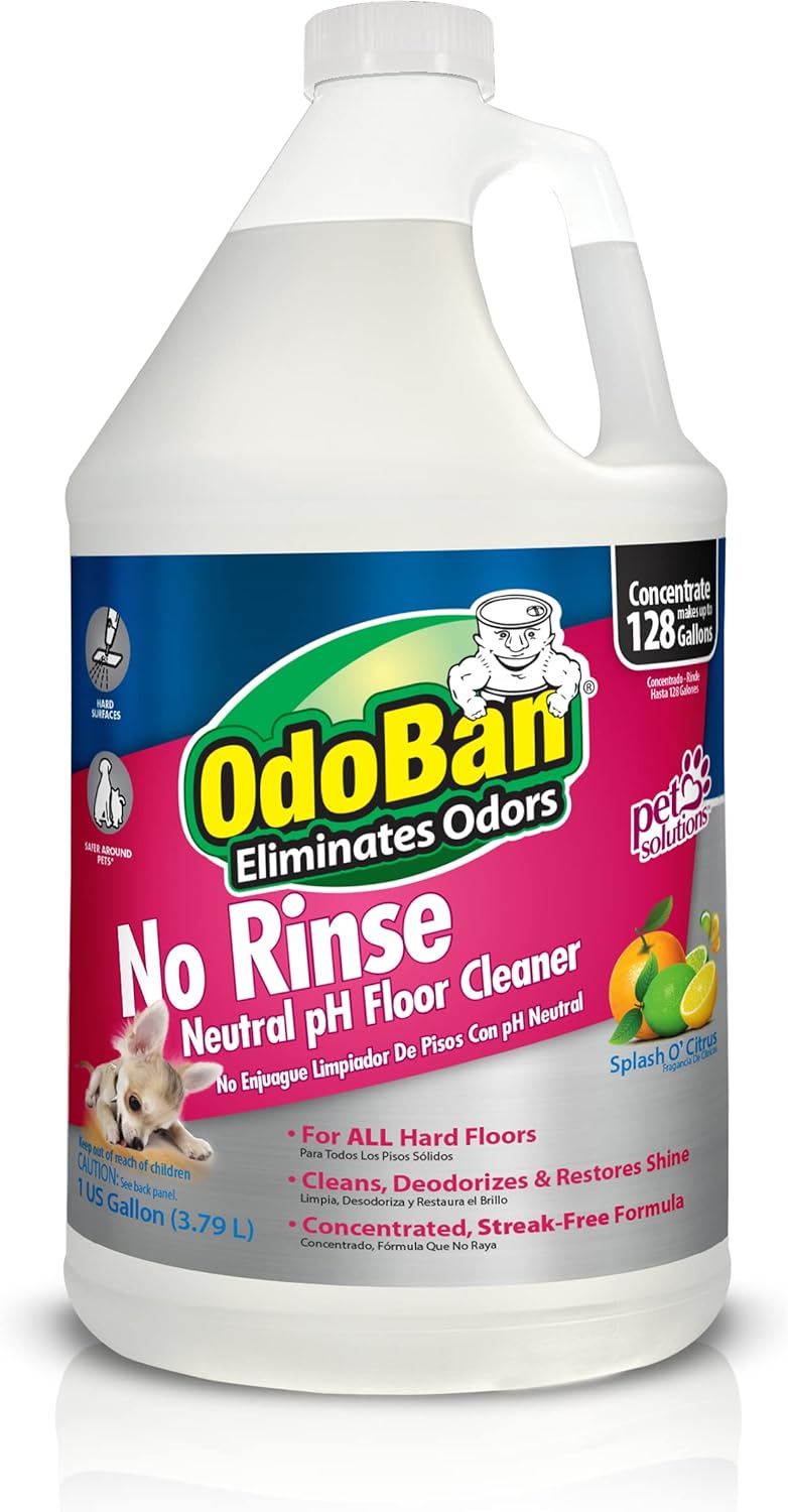 OdoBan Pet Solutions No Rinse Neutral pH Floor Cleaner Concentrate, Made in the USA, Splash O' Citrus Scent, 2 Gallons
