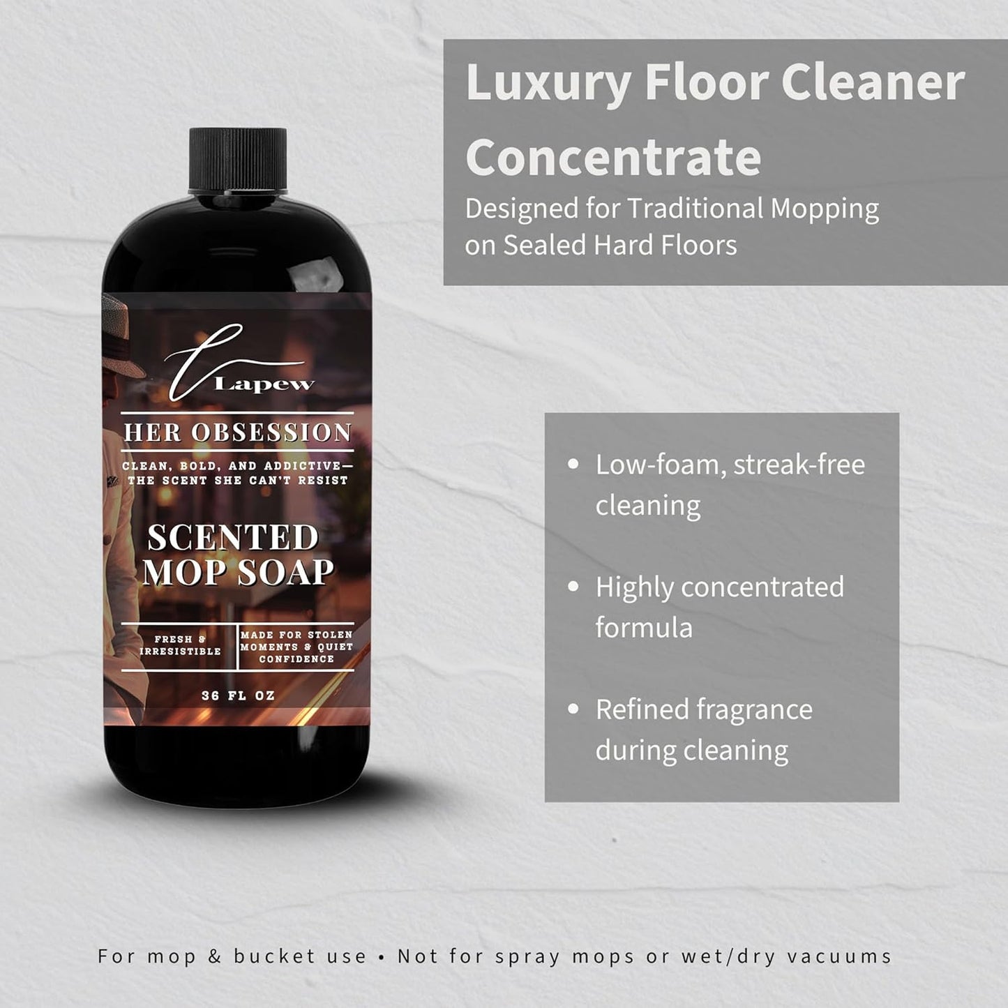 Lapew Santal Scented Mop Soap - Luxury Floor Cleaner Concentrate for Mopping Tile, Laminate, Vinyl & Hardwood | Streak-Free, Low-Foam | 36 oz - Colors A