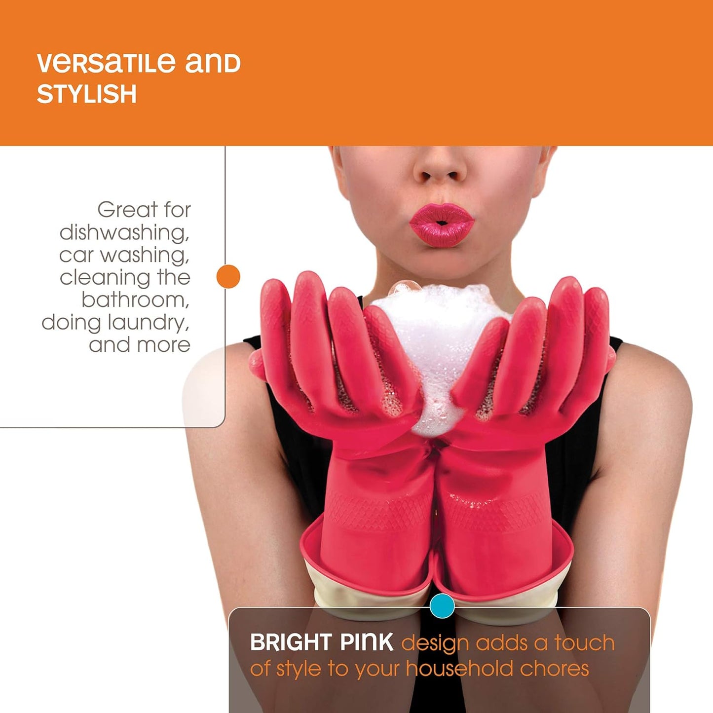 Casabella Premium Waterblock Reusable Household Cleaning Gloves, Medium