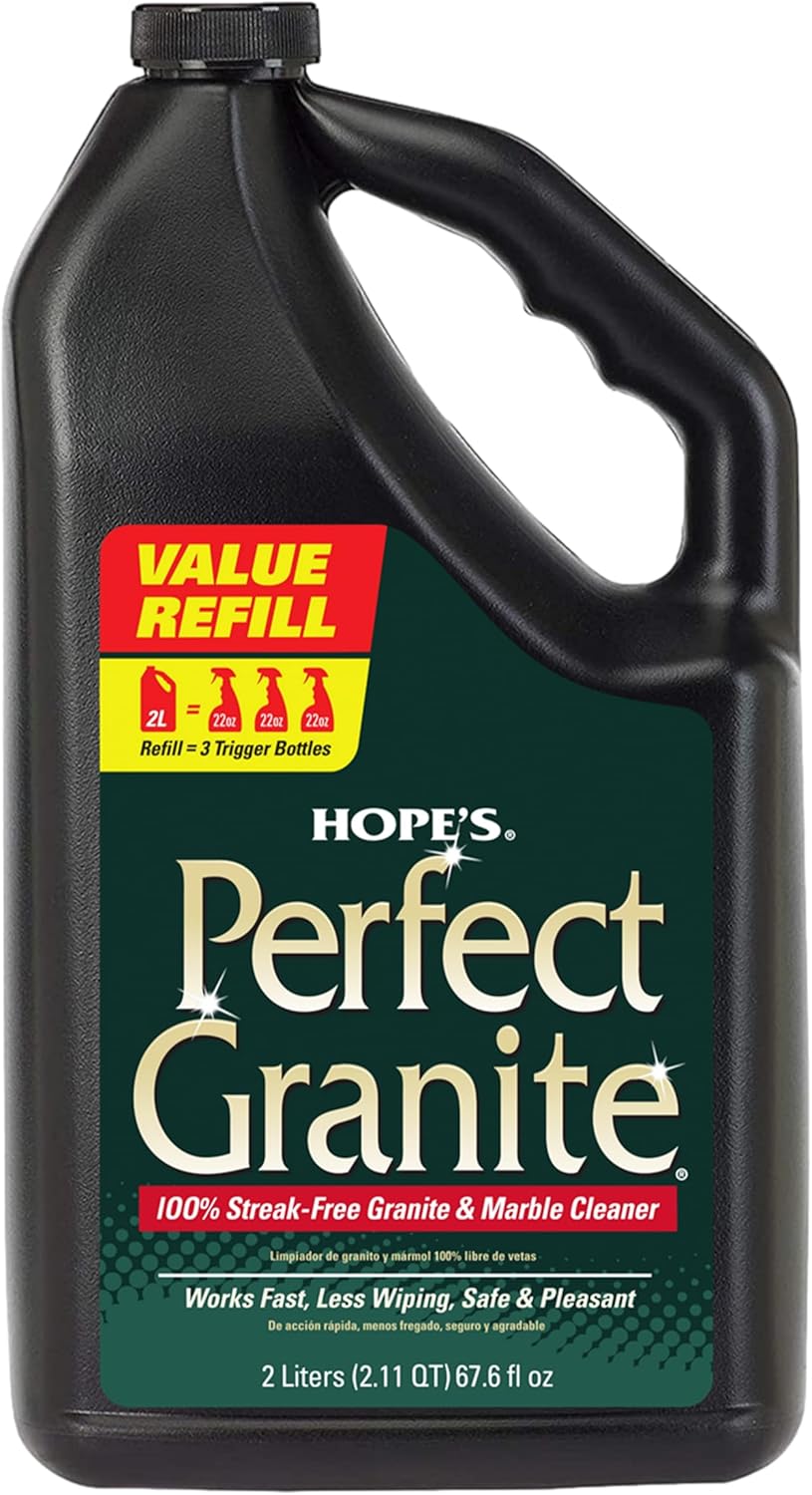 HOPE'S Perfect Granite & Marble Countertop Cleaner, Stain Remover and Polish, Streak-Free, Ammonia-Free, 22 Ounce, Pack of 2