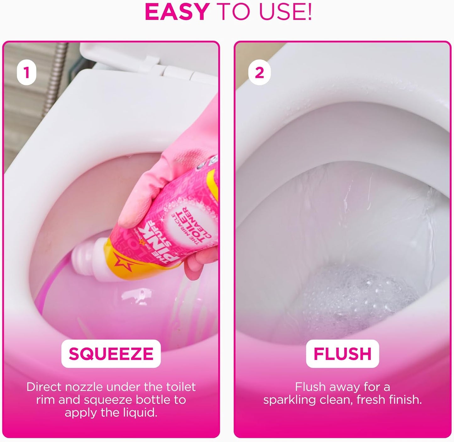 The Pink Stuff Miracle Toilet Cleaner, 750ml – Powerful Stain-Removing Gel for a Sparkling Clean Bowl – Eliminates Limescale, Tough Stains & Odors with Fresh Rhubarb Scent