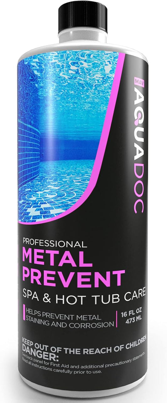 Spa Metal Control and Stain Protector to Protect Hot Tub Surfaces 16oz - Metal Gone Hot Tub Chemicals Made in the USA - AquaDoc