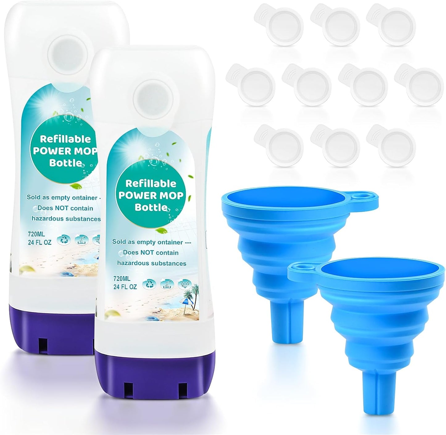 Refillable Bottle for Swiffer® Power Mop™, 720ML / 24 FL.OZ Reusable Solution Container, Leak-Resistant Lock, Use Any Liquid Cleaner