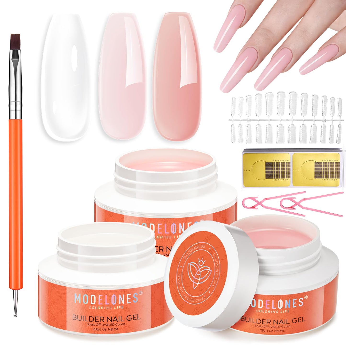 Modelones Nail Art Brushes Set, Nail Brush kit Gel Polish, Extension Gel, Liner, Clean up, Carving, Apex Building, Dotting Pens Professional Tools for Drawing Painting 3D Design Salon & DIY Use