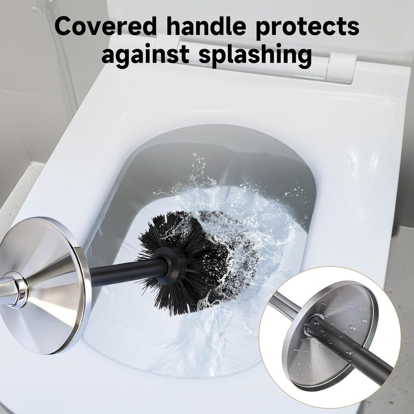 Bronze Toilet Brush and Holder，Extra Long Handled Toilet Brush for Bathroom，Stainless Steel Heavy Duty Toilet Bowl Brush,Deep Cleaning Modern Toilet Cleaner Brush -Space Saving, Covered Brush, Durable