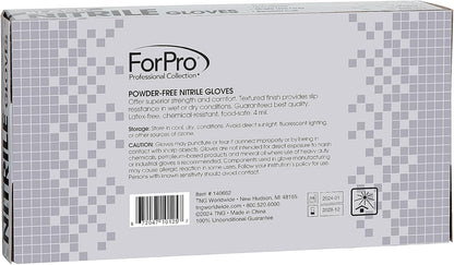 ForPro Disposable Nitrile Gloves, Chemical Resistant, Powder-Free, Latex-Free, Non-Sterile, Food Safe, 4 Mil