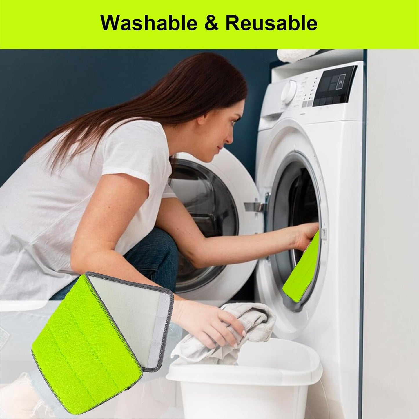 Microfiber Mop Pads for Libman Rinse 'n Wring Mop and Bucket System, 13in Washable & Reusable Microfiber Floor Cleaning Pads Head Refills for All 13" X 5" Flat Floor Mop