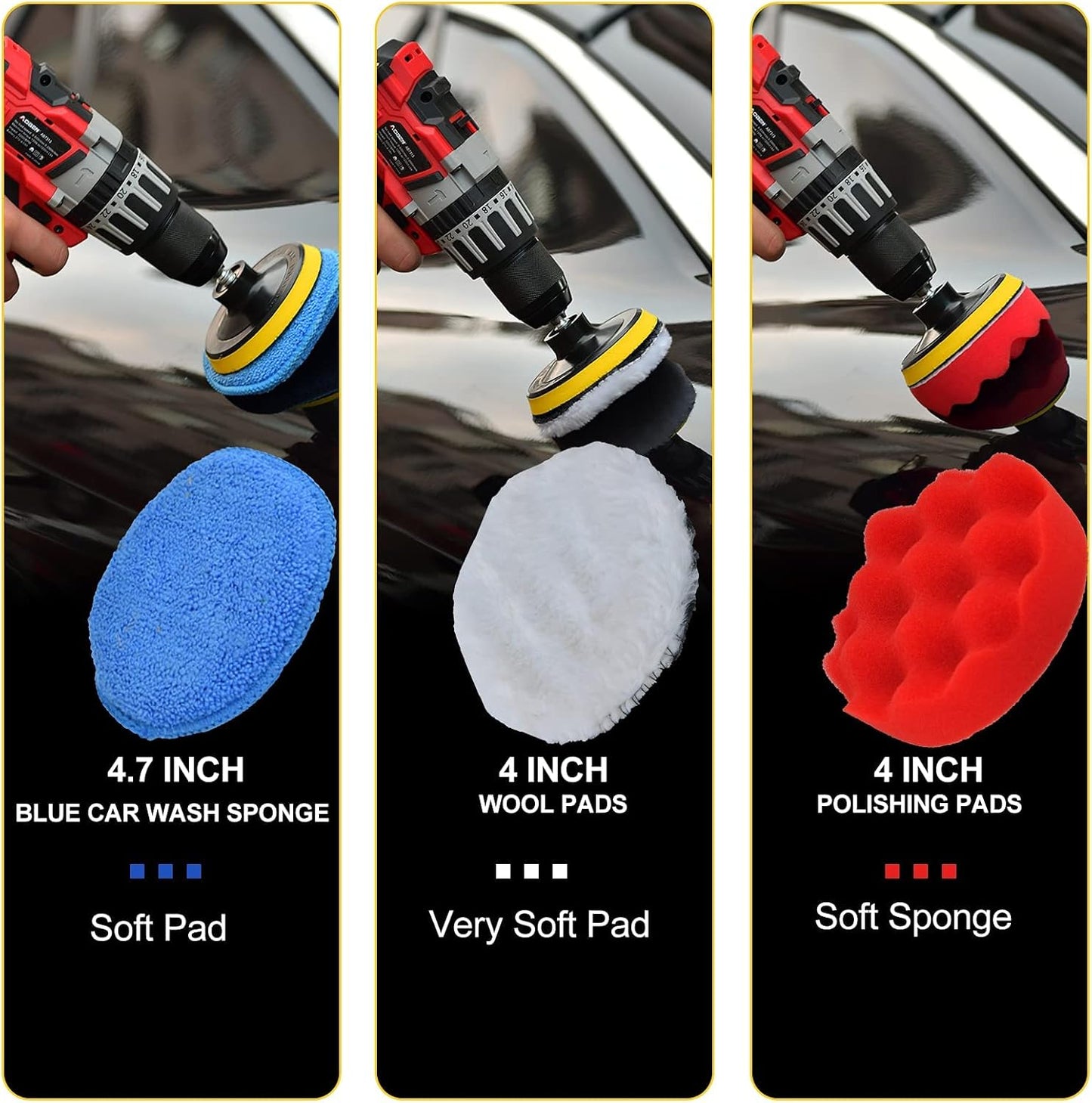 45 Piece Drill Brush Attachment Set, All Purpose Power Clean Scrubber Brush, Scrub Pads & Sponge with Extend Long Attachment for Bathroom, Kitchen,Grout,Tub,Tile,Corners, Auto