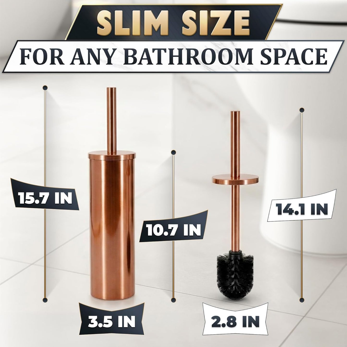 Stylish Stainless Steel Toilet Brush and Holder Set - Silver Toilet Bowl Brush and Holder with Splash Cover, Sturdy Bristles, Corrosion & Scratch Resistant - Elegant Design, Effective Deep Cleaning