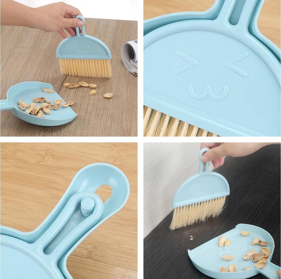 Small Broom and Dustpan Set for Home, Mini Clean Brush with Dust Pans Cute Hand Broom Brush Dust Pan with Hanger Hole, Small Cleaning Brush Set for Desktop Computer Table Keyboard (green-1pc)