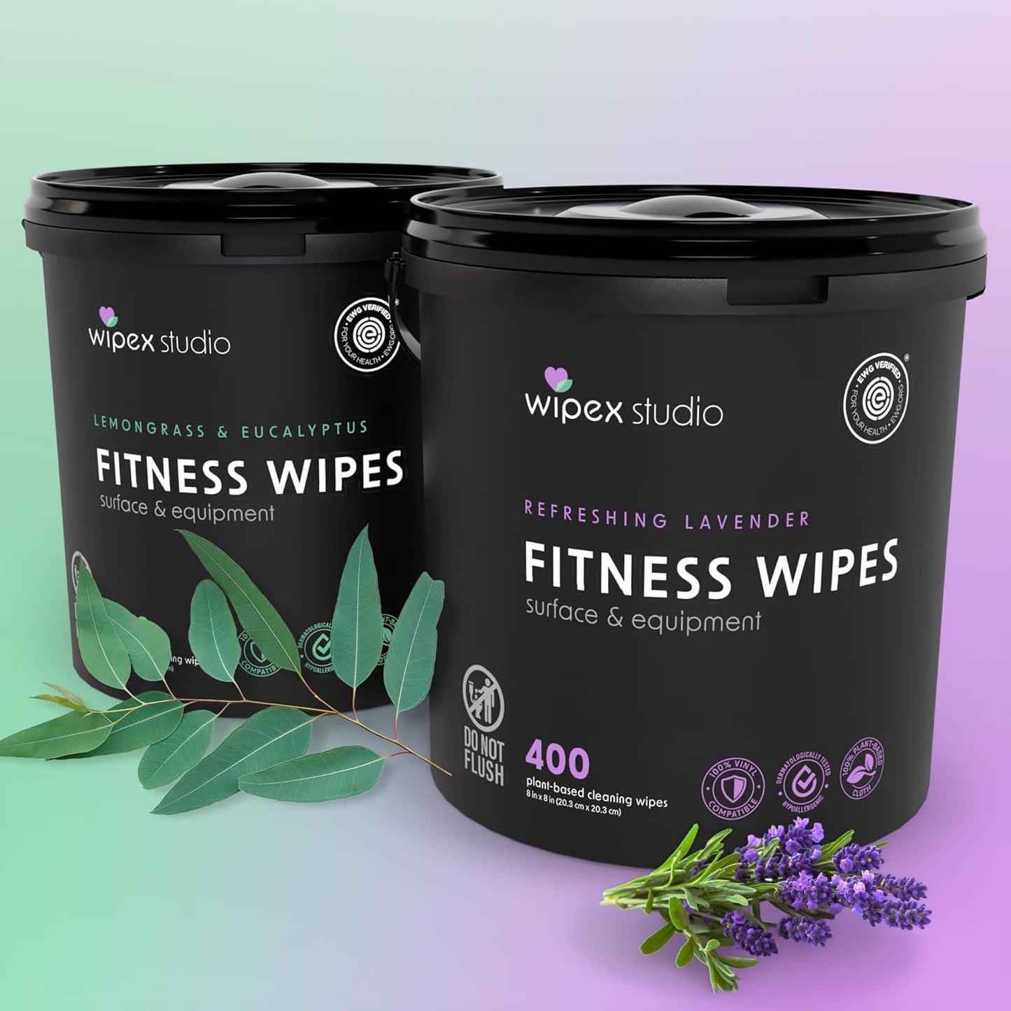 Wipex Gym Wipes Bucket Refill – EWG Verified, 400 Ct Plant-based Fitness Equipment Wipes, Lavender and Vinegar to Clean Surfaces, Safe Yoga Mat Cleaner, Gym Cleaner and Peloton
