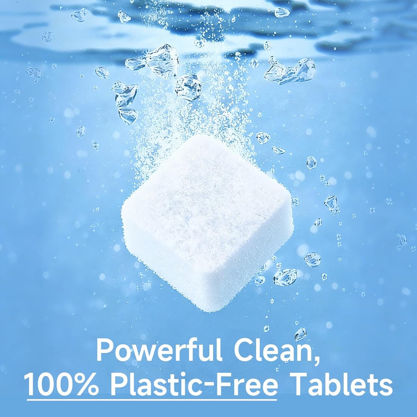 100% Plastic-Free Dishwasher Detergent Tablets, 32 Count, Free & Clear, All-in-One Dishwashing Pods, Enzyme-Powered for Stuck-On Food, Phosphate & Dye Free, Residue-Free Sparkling Shine