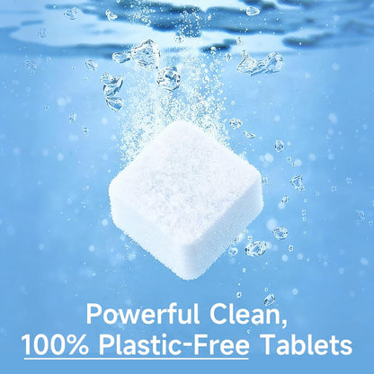 100% Plastic-Free Dishwasher Detergent Tablets, 32 Count, Free & Clear, All-in-One Dishwashing Pods, Enzyme-Powered for Stuck-On Food, Phosphate & Dye Free, Residue-Free Sparkling Shine