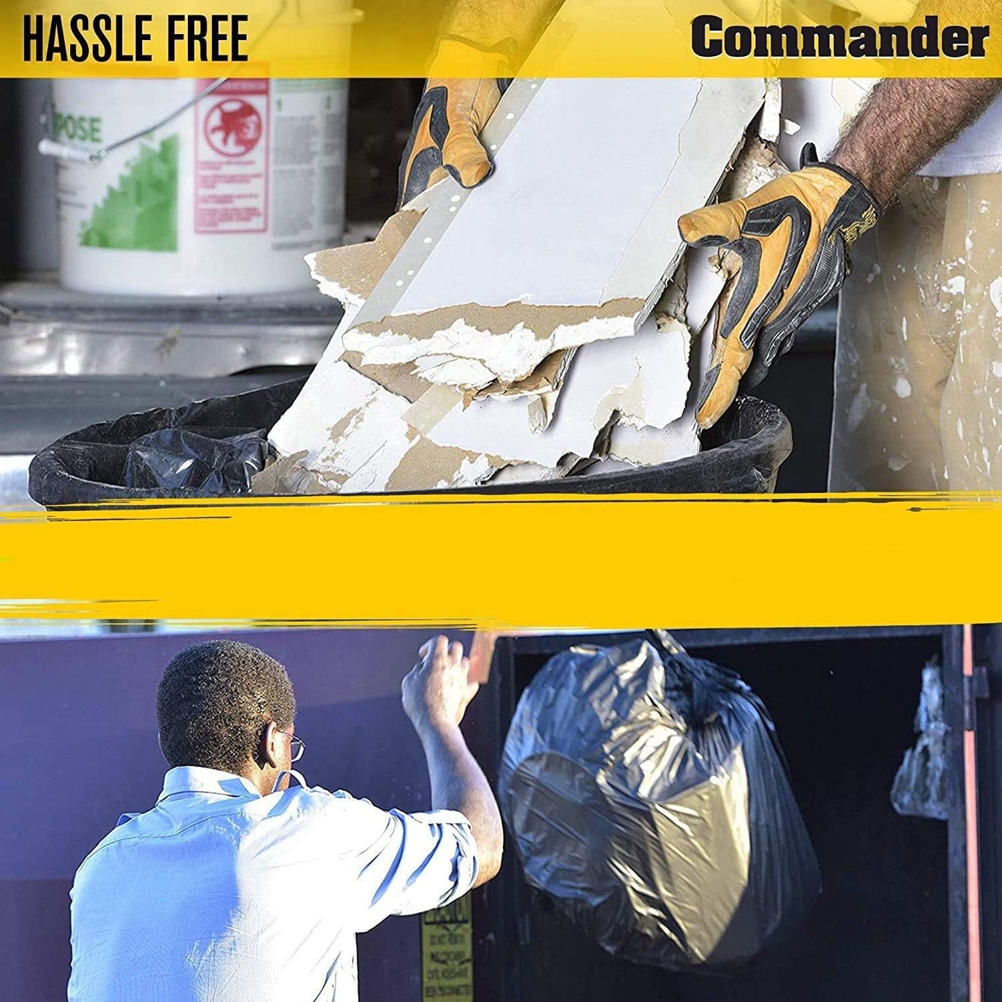 Commander 42 Gallon 2.5 MIL Black Heavy Duty Garbage Trash Bags - 32" x 46" - Pack of 20 - For Contractor, Industrial, Institutional, & Commercial