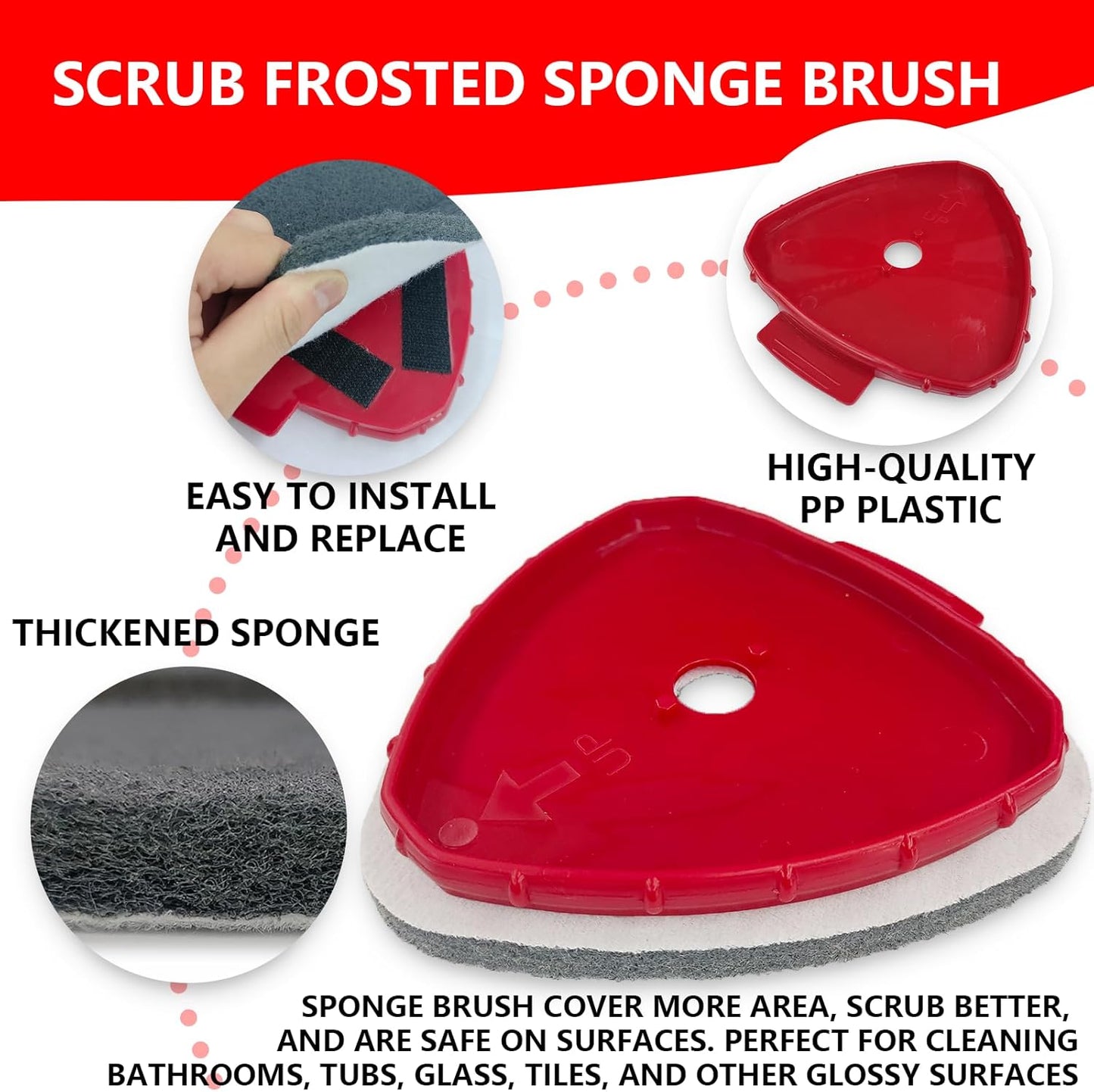 2 Pack Upgrade Scrub Brush Replace Heads Compatible with O Cedar EasyWring 1 Tank Spin Mop,Mop Replacement Scrubber Head Brush,Floor Cleaning Brush,More Layers of Bristles for Bathroom, Deck, Kitchen