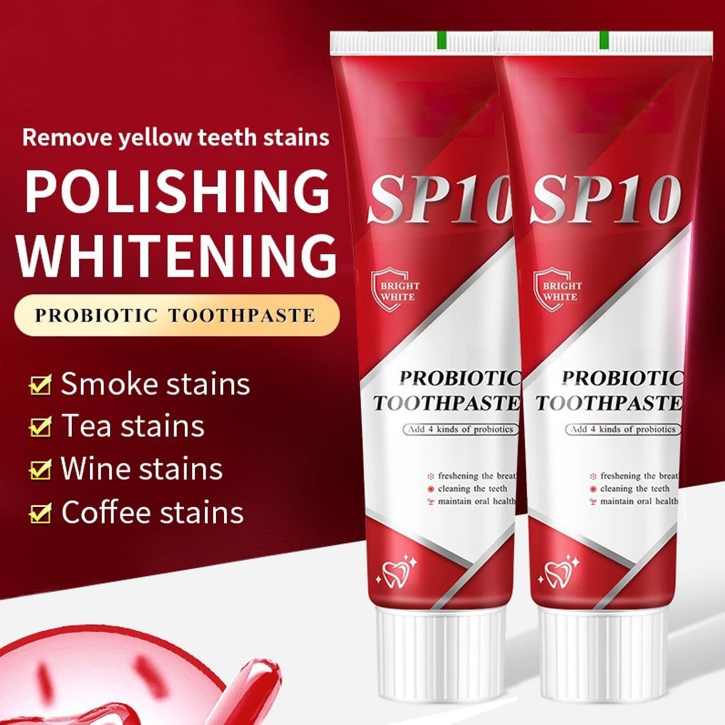 SP-10 Probiotic Toothpaste, SP-10 Ultra Whitening Deep Cleaning Care (2pcs)