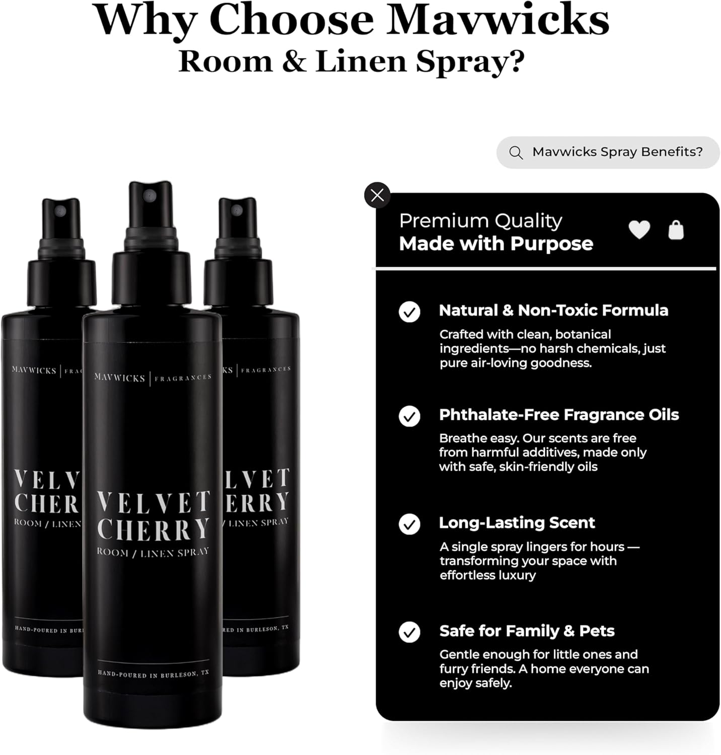 Mavwicks Fragrances - (Luxe) Linen & Room Spray (8oz) – Bedroom & Home Fragrance Mist, Long-Lasting Freshness To Brighten Up Your Space, Fabric & Air Freshener, Aromatherapy Scent Spray