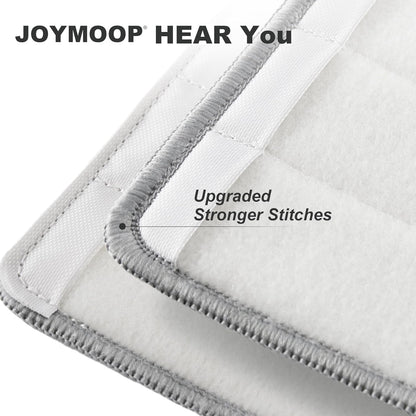 JOYMOOP 17.7-Inch Microfiber Flat Mop Replacement Pads – Washable Reusable Grey & Stripe, Pack of 4 Heavy-Duty Wet & Dry Refill for JOYMOOP Flat Mop & Bucket System