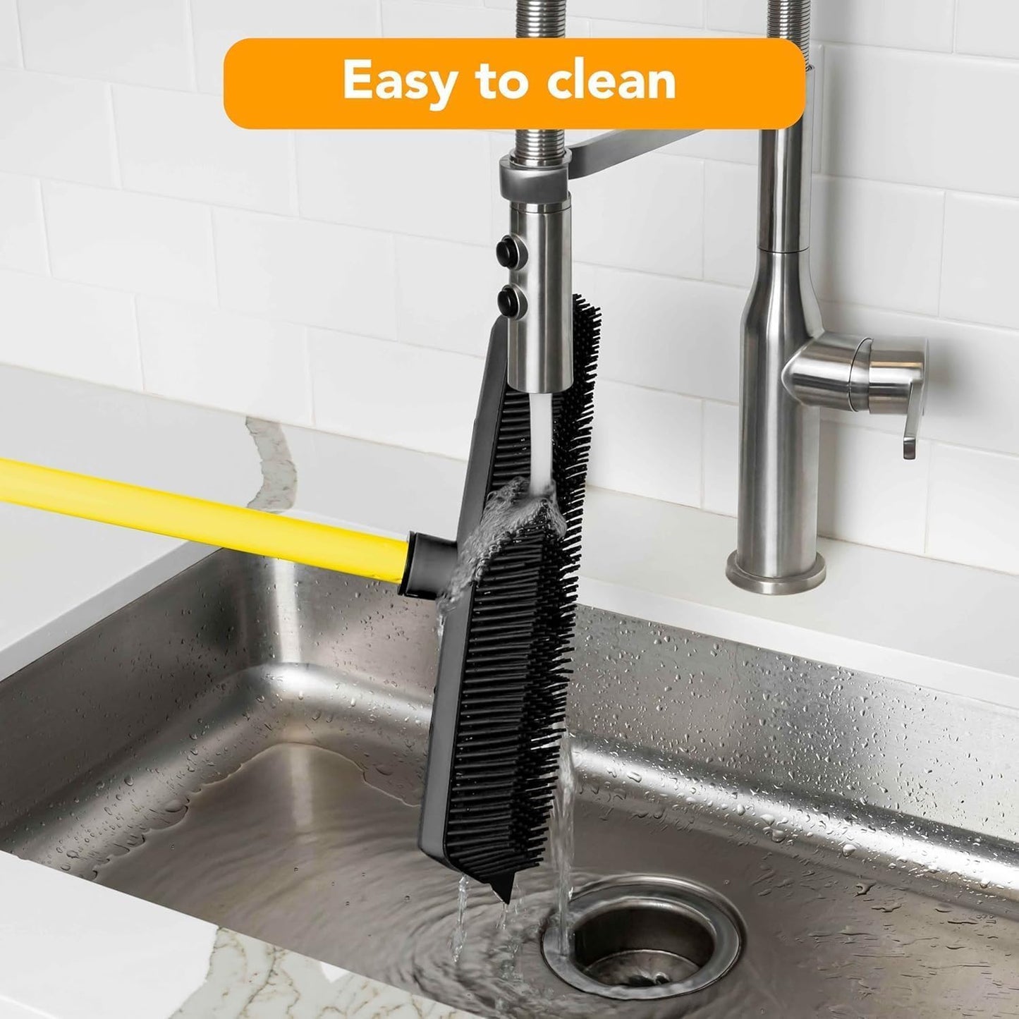 FURemover Pet Hair Removal Rubber Broom, 61" Telescopic Handle