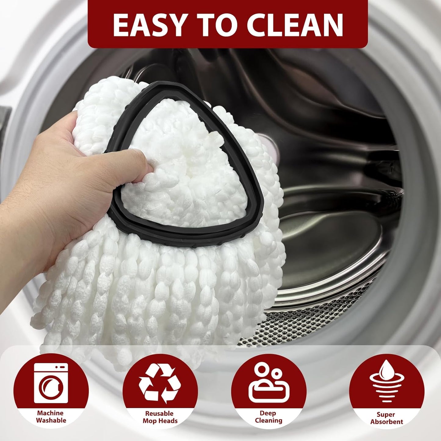 Mop Replace Head, 3 Pack Spin Mop Replacement Head Easywring 1-Tank System, Easy Cleaning, Microfiber, Machine Washable