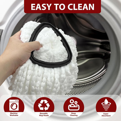Mop Replace Head, 3 Pack Spin Mop Replacement Head Easywring 1-Tank System, Easy Cleaning, Microfiber, Machine Washable