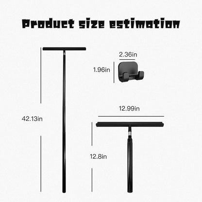 Telescopic Black Shower Squeegee for Glass Doors, Tile Shower Walls, and Bathroom - 13.19x43.13 Inch - Includes Suction Hook, Ideal Squeegee for Shower Glass