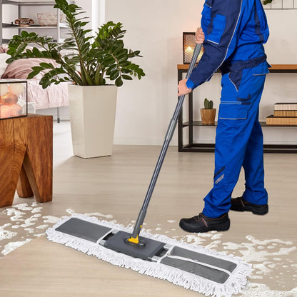 42" Commercial Dust Mop for Floor Cleaning, MASTERTOP Large Flat Mop with Long Handle, Sweeping Broom with 2 Different Mops Pads, Industrial Mop for Hardwood, Tile, Gym, Office, Mall, Warehouse