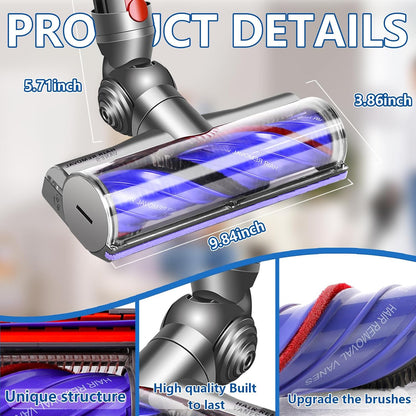 Vacuum Head Replacement Compatible with Dyson V8 V10 V11 V15 Vacuum Cleaner Upgrade Anti-Tangle Replacement Cleaner Head with Adjustable Suction Green Light Suitable for Hardwood Floor