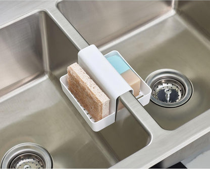 iDesign Recycled Plastic Double Suction Sink Caddy, White