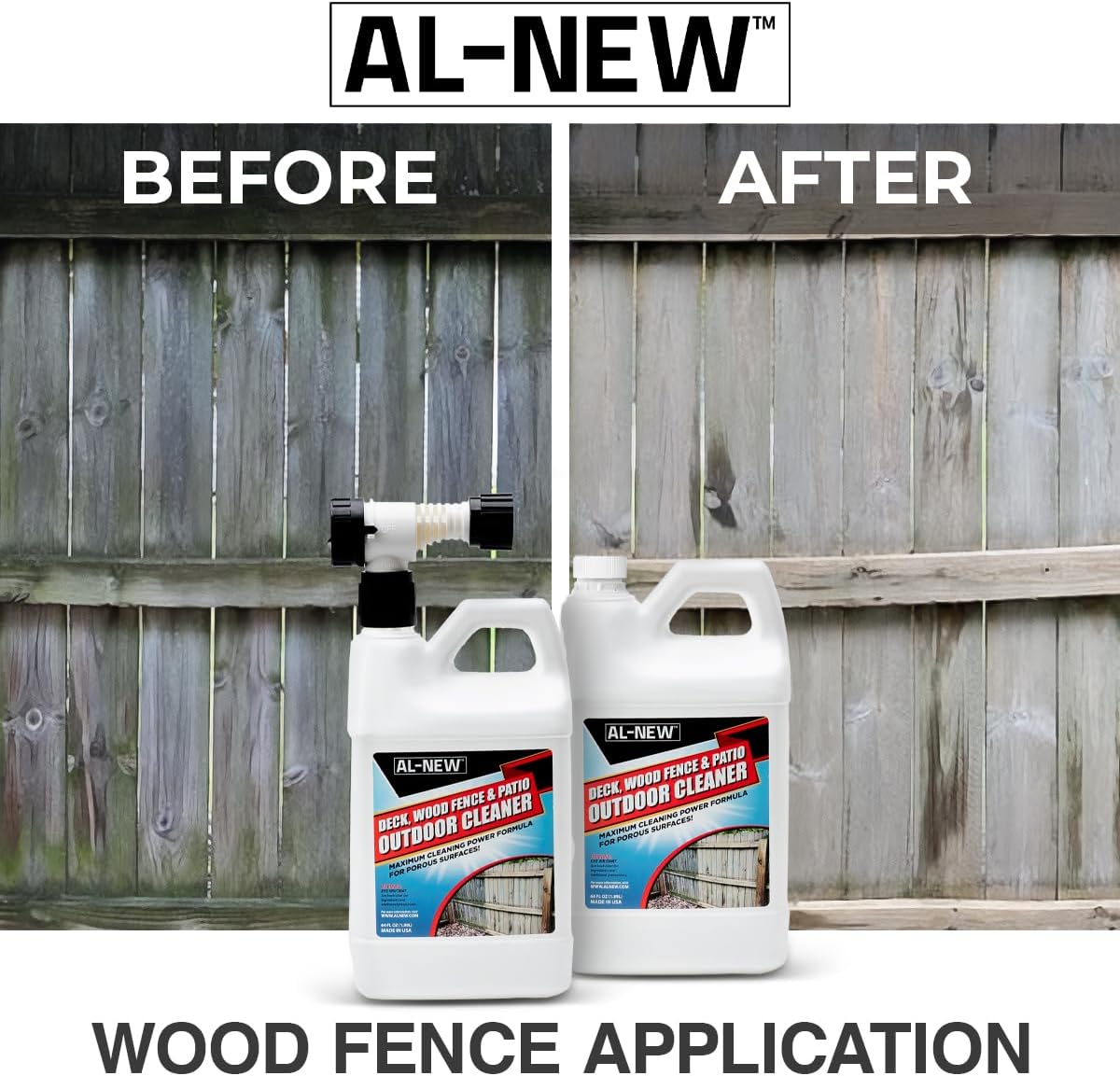 AL-NEW Outdoor Cleaner | 64oz Hose End Sprayer (Pack of 2) (Deck, Wood Fence, & Patio Outdoor Cleaner)
