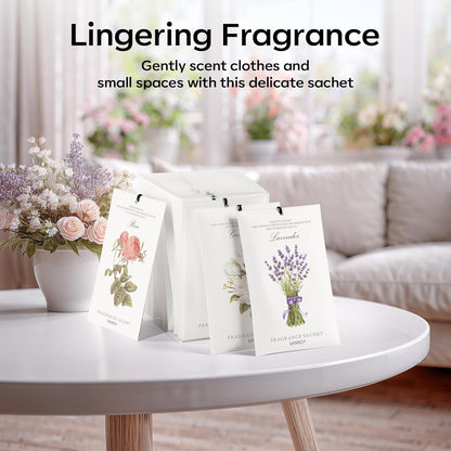 MYARO 12 Pack Fresh Linen Scented Sachets for Drawer, Closet & Car Air Freshener Bags | Odor Eliminator & Fabric Refresher | Crisp, Clean Home Fragrance Gift Set