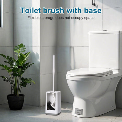 Toilet Bowl Brush and Holder Sturdy Plastic Long Handled Toilet Brushes for Bathroom with Ventilated Base Easy to Assemble for Deep Cleaning (White 1)