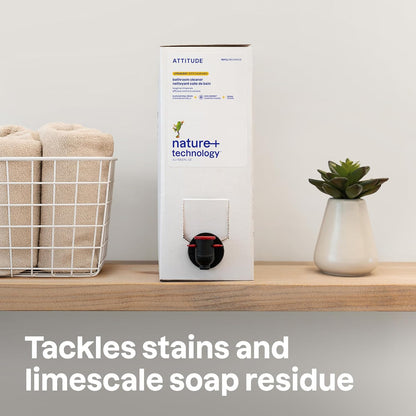 ATTITUDE Bathroom Cleaner Spray, Natural Origin Ingredients, EWG Verified, Eliminates Soap Scum, Limescale, Streak Free, Lemon & Rosewood, 26 Fl Oz
