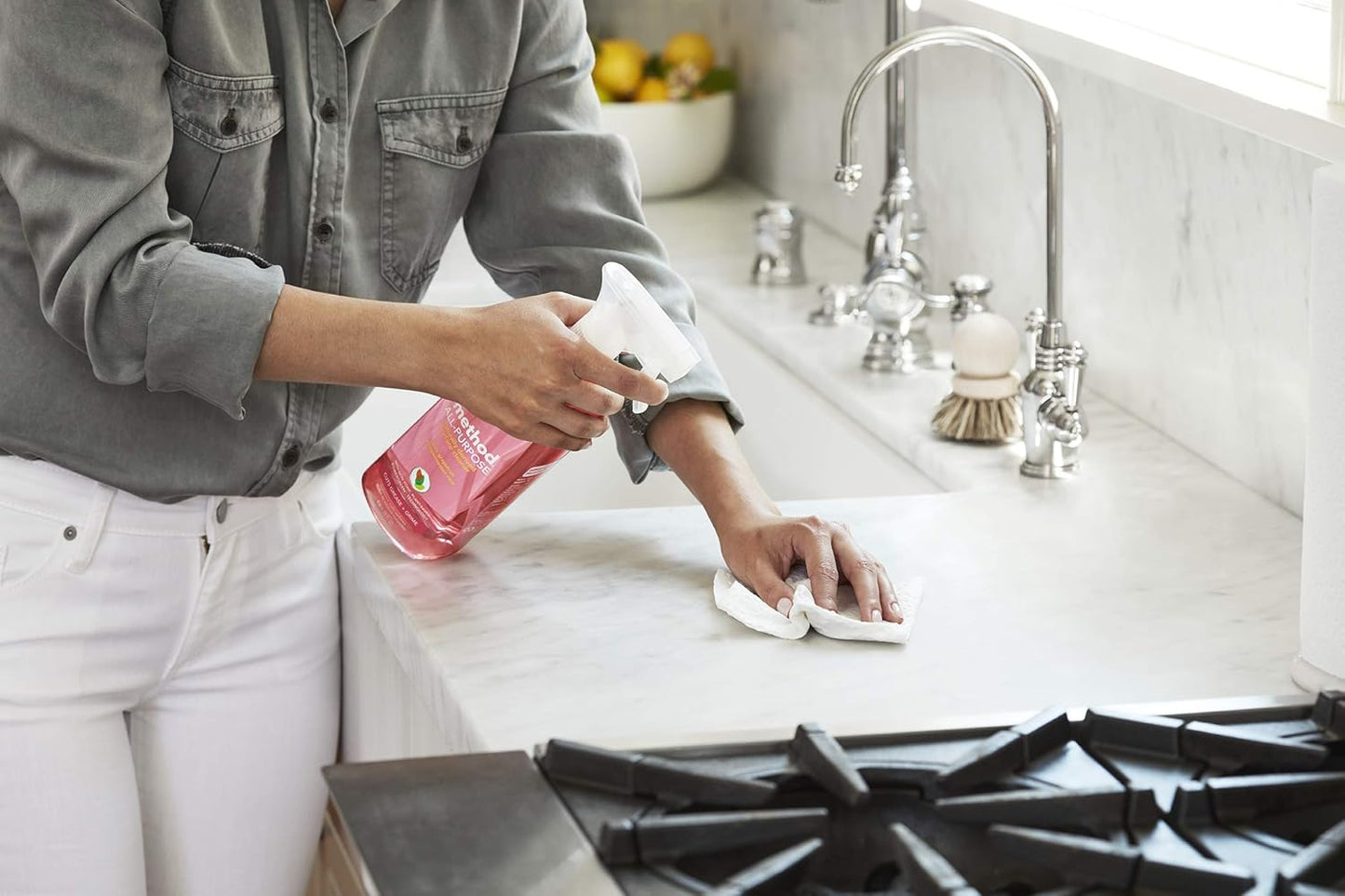 Method All-Purpose Cleaner Spray, Clementine, Perfect for Most Counters, Tiles, Stone, and More, 28 oz Spray Bottles, (Pack of 2)