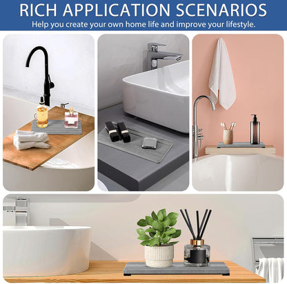 3PCS Water Absorbing Stone Tray, Fast Drying Stone Sink Tray, Stones Soap Trays, Water Absorbent Diatomite Trays, Diatomite Coasters for Kitchen Sink Bathroom Counter, Hand Soap Dish & Holders