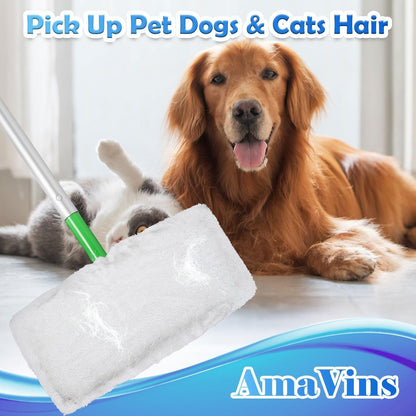 AmaVins 5 Pack Reusable Microfiber Mop Pads Compatible with Swiffer Sweeper Mop, Wet and Dry Flat mop Cover, Washable Mop Pads for Surface/Hardwood Floor Cleaning (Mop is Not Included)