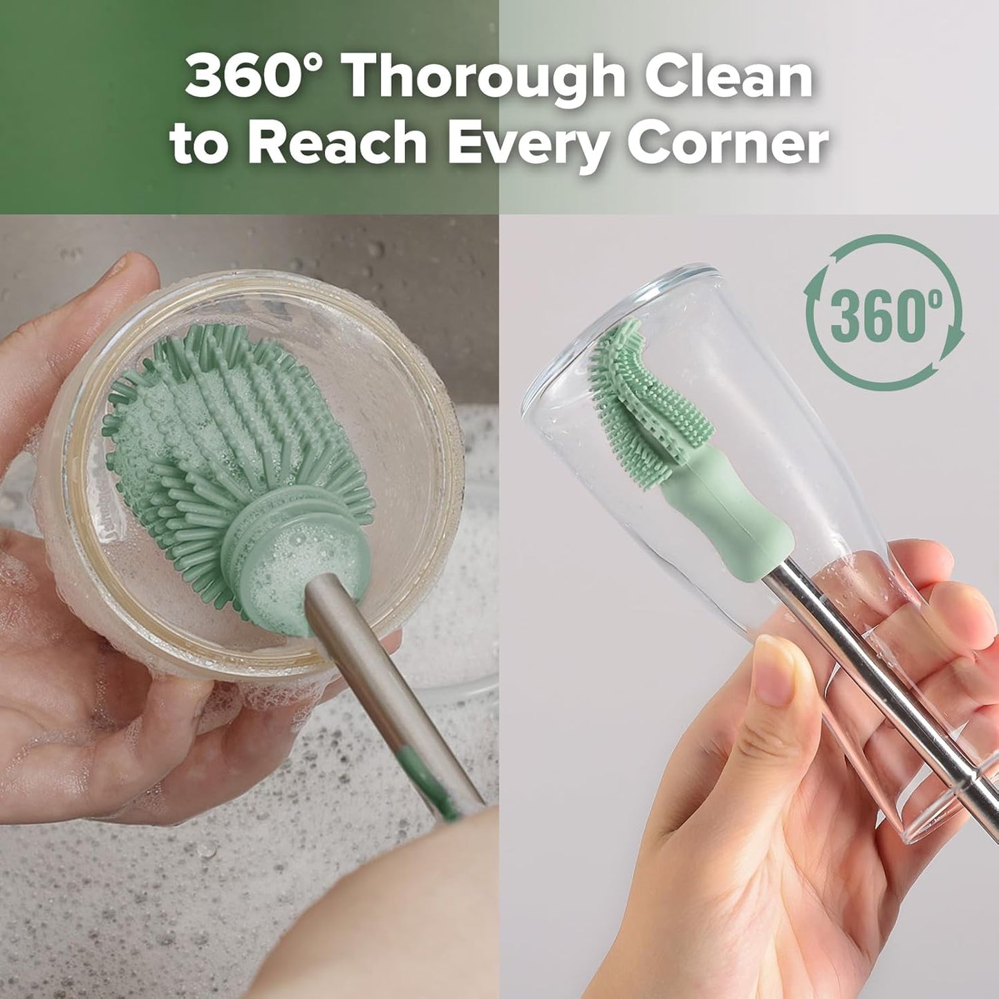 Haakaa Silicone Cleaning Brush - Baby Bottle Brush Cleaner for Breast Pump,Nipple,Breast Milk Storage Bag - Food Grade Silicone - 1 Count - Grey