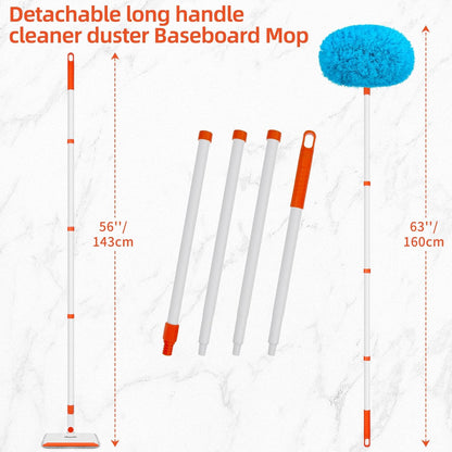 Baseboard Cleaner Tool with Handle, Extendable Long Handle Baseboard Floor Cleaning Tool Duster with Reusable Pads for Floorboard