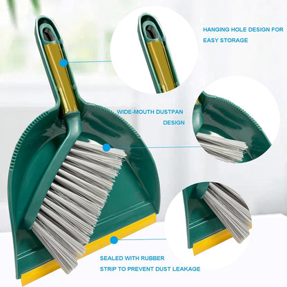 Small Broom with Dustpan Combo Set Mini Broom and Brush Set Hand Sweeper for Cleaning Desk Office Kitchen Pet Nest (White)
