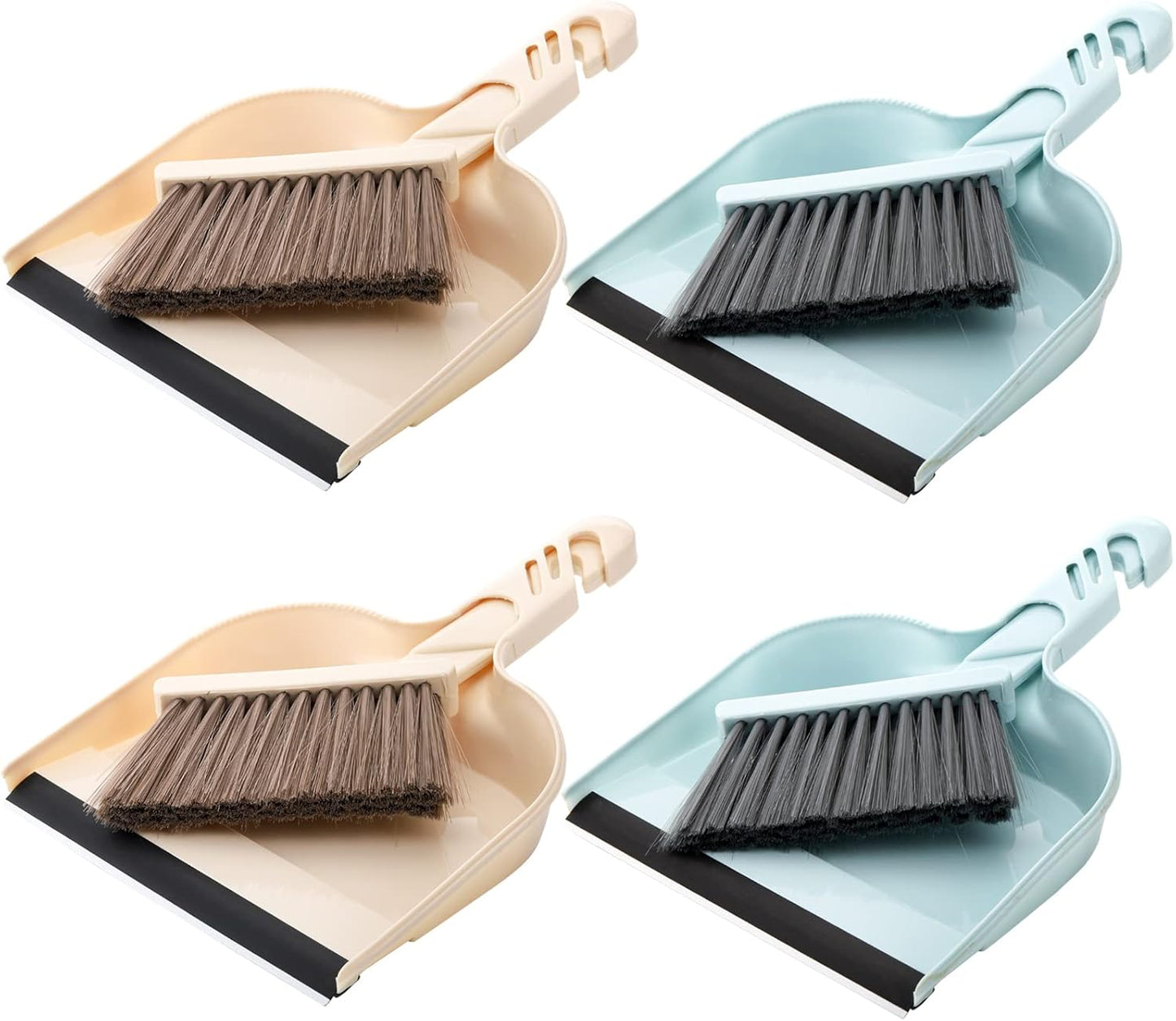 Jucoan 4 Pack Dustpan and Brush Set, Small Portable Handheld Dustpan and Brush Combo for Cleaning Home Office School Classroom Desk Table Countertop Sofa Bed Pet Care