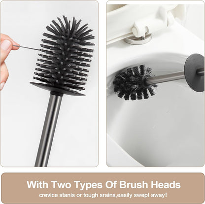 BGL Toilet Brush and Holder Set, Matte Black Freestanding for Bathroom Storage and Organization, Square Design Sturdy and Space Saving