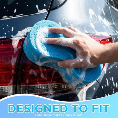 Tioncy 8 Pcs Giant Car Wash Sponges 9 x 4.7 x 3 Inch Extra Large Car Cleaning Bone Sponges Bulk All Purpose Easy Grip Thick Foam Scrubber for Boat Garage Kitchen Bathroom Household Cleaning (Yellow)